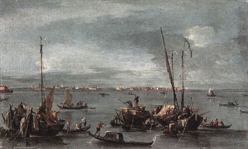GUARDI, Francesco The Lagoon Looking toward Murano from the Fondamenta Nuove sdg oil painting image